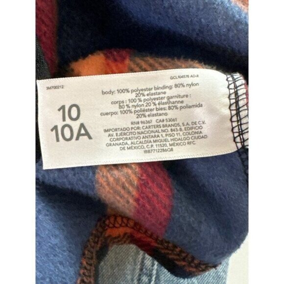 Oshkosh Fleece Plaid Jacket  Zip Up Unlined Lightweight Blue Red Unlined Size 10 - Picture 6 of 6